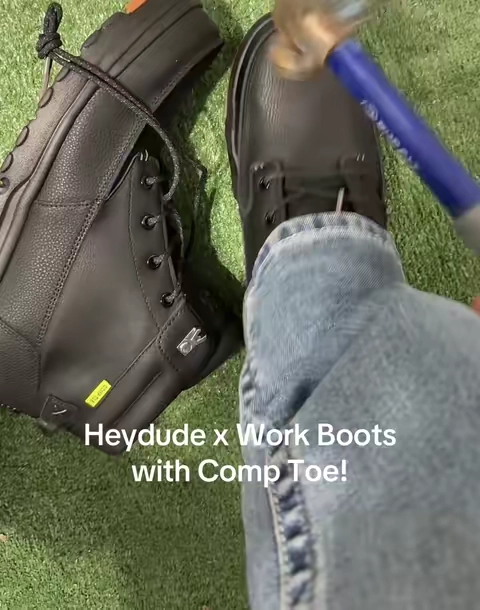 HEYDUDE Bradley II Work CT Leather Comfortable Lightweight Slip on Work Boots with Comp Composite Safety Toe #workboots #HEYDUDEpartner #comptoeboots #tiktokshopcreatorpicks #tiktokshopsummersale @HeyDude 