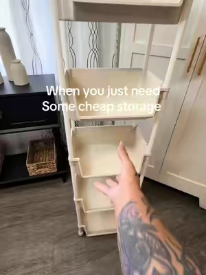✨ Small space? Big storage—without the big price! This 5-tier rolling storage cart is a simple way to organize school supplies, bathroom essentials, craft items, snacks, laundry room must-haves, and more. The slim design fits into tight spaces, while the wheels make it easy to move wherever you need extra storage. A practical organization solution for every room! #StorageSolutions #BackToSchool #HomeOrganization #OrganizationIdeas #SmallSpaceStorage