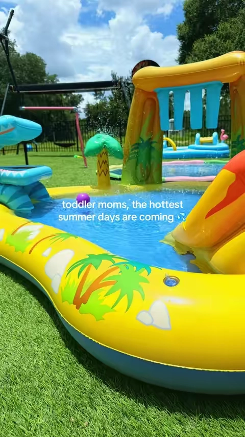 One more month of sumner backyard fun before school routines take over #kiddiepool #summerfun #backyardtoys #toddleractivities #tiktokshopcreatorpicks 