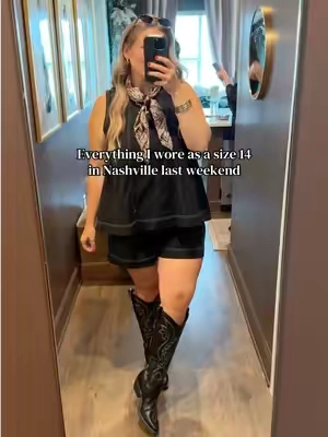 Comfy & cute was the vibe! We did so much walking around Nashville and all these outfits are thick thighs friendly! No chub rub in sight 👏🏻 #midsize #westernfashion #nashvilleootd 