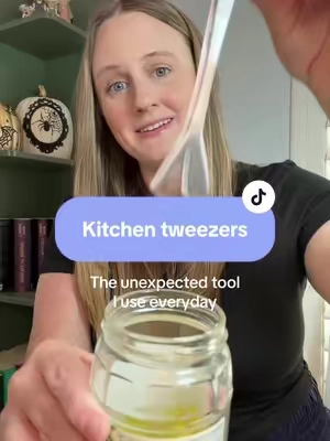 These kitchen tweezers have earned permanent spot in my kitchen #kitchentweezers #kitchentools #cookingtools #kitchengadgets #jars 