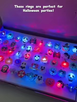 Buy it before it is sold out!🎃👻💀🎃 50pcs LED Lights Halloween Ring Light Up Pumpking🎃 #halloween#spookyseason#halloween2026#musthave#fyp