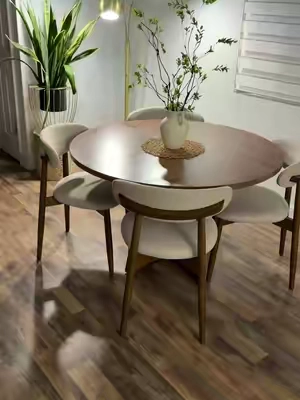 Ahora entiendo por qué los diseñadores usan mesas redondas. Se siente más espacio para caminar y el comedor cambia completamente. #MesaRedonda #Comedor #DecoracionHogar #MueblesParaHogar #tiktokshopcreatorpicks 