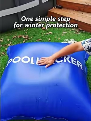 Most people forget this step when closing their pool for winter. A winter pool pillow gives freezing water room to expand, helps reduce pressure on your pool walls, and lifts the center of your pool cover. The must-have tool for a safe and easy winter close!  #poohacker #poolclosing #abovegroundpool #poolaccessories #poolwinterizing 