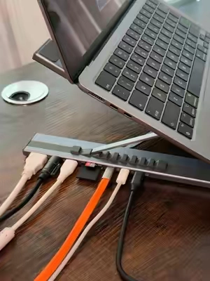 💻 Messy desk fix. Stand + Docking Station in one. Absolute genius! 😳#tiktokshopsummersale #laptopstand #dockingstation #wfhsetup #deskgoals 