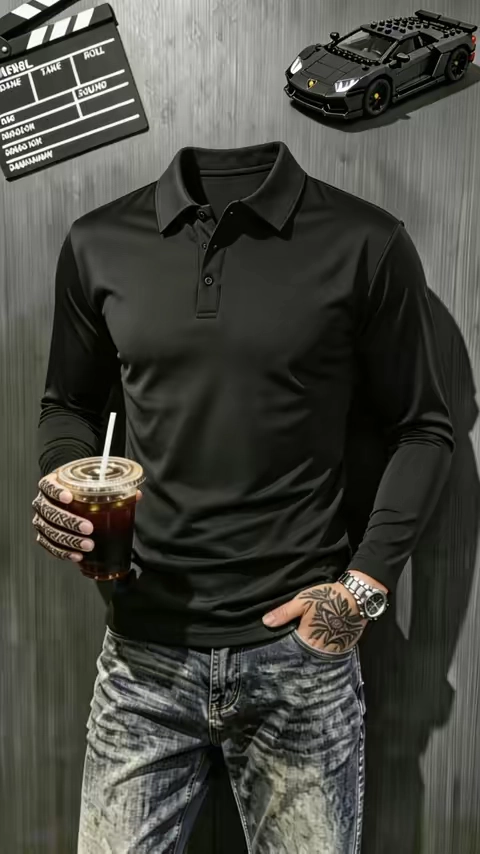Our best selling long sleeve polo for men is back in stock! Super soft stretch fabric, lightweight and breathable. #menslongsleeve#menstshirt#OOTD#fyp#tiktokshop 