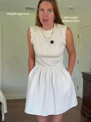 In a world full of polyester this is perfect 🤩 #cottondress #fallfashion #tiktokshopcreatorpicks #tallgirlapproved #TikTokShopSummerSale 