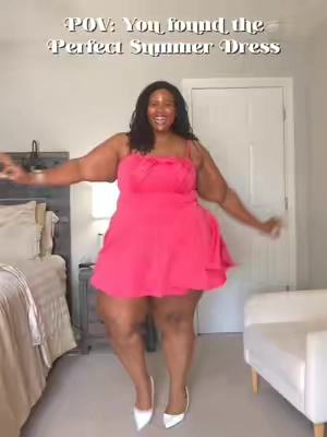 This might be the perfect plus-size summer dress: bright color, playful shape, and an outfit that already looks styled. 💕 The bow detail makes the neckline feel special, while the flared mini skirt gives the dress plenty of movement. It would be so cute for brunch, vacation, a birthday, date night, a summer party, or any day when you want your outfit to match your mood. Pair it with heels for a dressier look or sandals for something more casual. Is this pink too bold, or exactly bold enough? Tap the 🛒 to shop #pinkoutfit #minidress #widefit #easyoutfits #girlyoutfit 