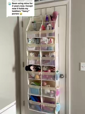Replying to @SMK8387 cool parents use door organizers hahah #playroomorganization #toyorganization #stuffies #toddlerroom #storagesolutions 