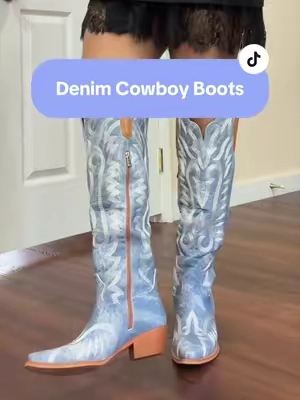 #Denim #CowboyBoots #SummerFashion #womensfashion 