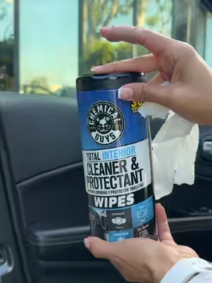 Grab the Total Interior Cleaner & Protectant Wipes whenever your interior needs a quick refresh. One wipe cleans dirt, fingerprints, and spills while protecting against cracking, fading, and dust — perfect for weekly maintenance or before a road trip! #ChemicalGuys #DetailingLife #CarDetailing #beforeafter