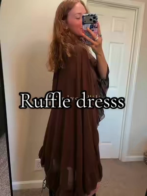 This two-piece brown ruffle dress set is effortlessly stunning. 🤎 The matching top and skirt create the look of a dress while giving you endless styling options. The feminine ruffle details and rich chocolate brown color make it perfect for date nights, vacations, family photos, brunch, or fall events. Flattering, versatile, and the outfit you’ll keep reaching for all season long. ✨ Wearing size small || 130 lbs 5’4 #twopieceset #browndress #ruffledress #femininestyle #fallfashion 