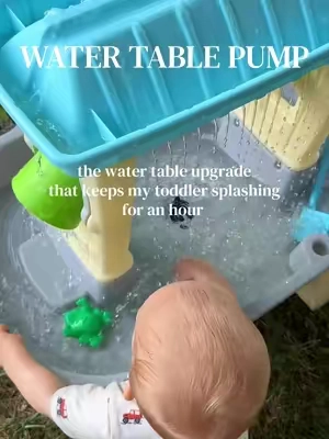if you have a toddler that loves their water table this pump is a must have for continuous waterfalls!! #watertable #toddlerfinds #toddlertok #watertoys 