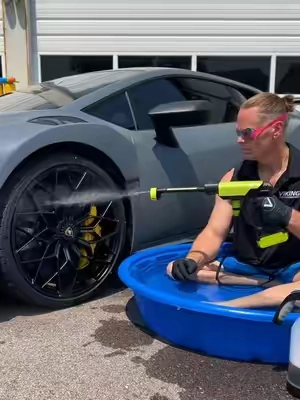 Cleaning a Lamborghini While in a Kiddie Pool 😱😳 - V+ Wheel Barrel Brush — Clean Deeper. Faster. Smarter. We combined the best features of our wheel-cleaning tools into one next-level brush.  - #asmr #cardetailing #asmrsounds #autodetailing #lamborghini 