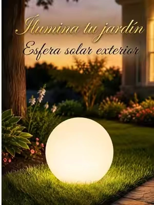 Ilumina jardines, senderos y patios con esta esfera solar LED para exteriores. Su diseño resistente al agua, cambio de colores RGB y control remoto la convierten en una opción decorativa para crear diferentes ambientes al aire libre. #SolarGardenLight #OutdoorLighting #LandscapeLighting #tiktokshopsummersale #tiktokshopcreatorpicks 