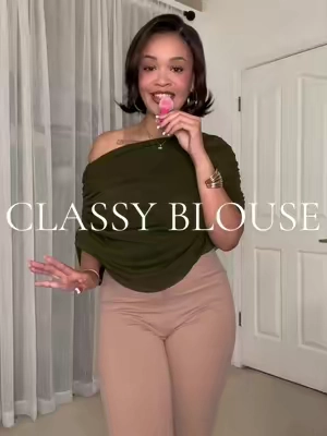 I just love tops that carry the outfit. You can literally throw on any type of bottoms with this top & it’ll make your outfit look so chic & classy. #drapedblouse #femininetops 