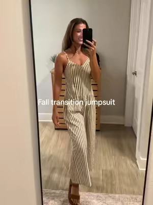 Such a cute jumpsuit for summer, then throw on a cardigan for fall!!