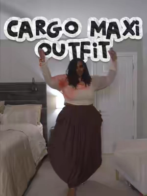 Cargo pants do not have to mean casual. This outfit proves they can still give drama 🤎 The off-the-shoulder top keeps the look soft and fitted, while the voluminous cargo-style pants add shape, movement, and a completely different silhouette from basic wide-leg trousers. It’s comfortable enough for a full day out but still styled enough for brunch, dinner, vacation, a concert, or a creative event. Add heels and suddenly cargo pants feel elevated. Would you dress these pants up or keep them casual with sneakers? Tap the 🛒 to shop #maxiskirt #meshtop #widefootfriendly #outfitoftheday #styletips 