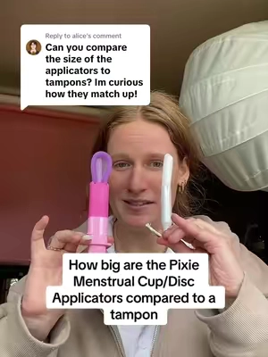 Replying to @alice Here is a side by side view of the disc applicator with a tampon and a cup applicator. #menstrualdisc #tampons #applicators #pixiediscapplicator #comparison 
