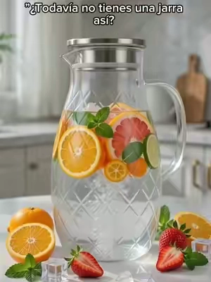 Prepara bebidas deliciosas y llénalas de color con esta hermosa jarra de vidrio. Perfecta para agua con frutas, té helado, limonadas o tus bebidas favoritas. Su diseño elegante hace que cualquier mesa luzca increíble. 🍊🍓🍋💧 #TikTokShop #KitchenFinds #GlassPitcher #HomeEssentials 