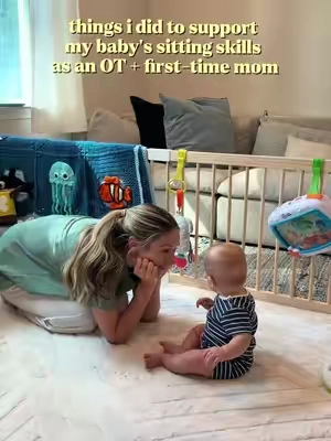 sharing a few of the ways we supported sitting through play 🤍 every baby develops on their own timeline, but these are some of the activities we enjoyed together. tummy time was always our biggest focus, and everything else was just playful, supported practice!  always stay close by, provide support as needed, and follow your baby’s cues 🤍 save this for later if you’re looking for playful ways to support sitting! #occupationaltherapist #firsttimemom #babydevelopment #babyplay #babytoys 