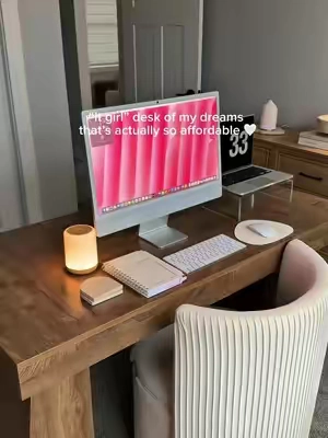 the desk of my dreams and it’s sooo affordable too! #desk #desksetup #deskdecor #officesetup #deskdecoration 