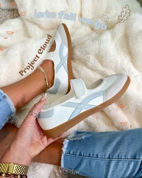 🍂 The perfect sneakers for transitioning into fall. The neutral colorway, classic Mary Jane strap, and gum sole make them so easy to style with denim, leggings, dresses, and all the cozy layers coming next. ✨ Why I love them: • Memory foam insole • Adjustable strap • Lightweight design • Non-slip gum sole Perfect for everyday outfits, errands, travel days, and casual fall style. #projectcloud #maryjanes #fallshoes  #tiktokshopsummerturnup 