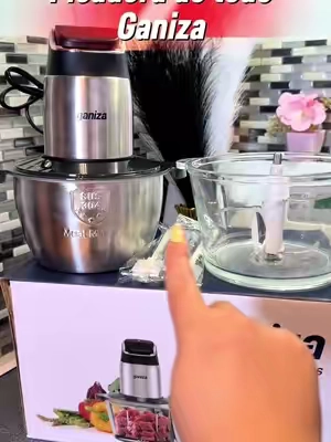 Ganiza 800W Food Processor - 8-Cup Glass Bowl, 8-Cup Stainless Steel 2-Speed Chopper Grinder, Upgraded Button, Smart Overheat Protection Light, Auto Stop, Chop Blend, US Plug, Clean Brush, 2 Blade Sets, Vegetable Slicer Cutter Kitchen Appliance  #PicadoraEléctrica #ProcesadorDeAlimentos #UtensiliosDeCocina #tiktokshopsummersale #CapCut 