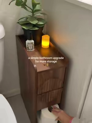 + it’s cute too 🤎 #bathroomcabinet #slimnightstand #bathroomstorage #bathroommusthaves #bathroomaesthetic 