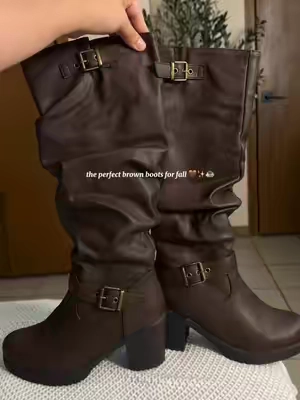They’re so beautiful I’m obsessed 😍🤎 @Dream Pairs #kneehighboots #falloutfits #brownboots #chunkyheelboots #boots 