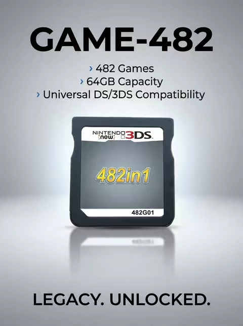 Introducing Game-482. The ultimate collection, meticulously curated for the connoisseur of classic handheld gaming. 482 timeless titles, one cartridge. Experience an entire era of legendary adventures with zero setup and universal compatibility across the Nintendo DS and 3DS families. The complete library, redefined. Your legacy, unlocked. #RetroGaming  #NintendoDS  #GameCollection  #482in1  #VintageGames  #HandheldGaming  #Tech  #Minimalist  #Gaming