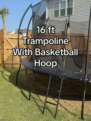 SALE! 16ft trampoline with basketball hoop. Multiple sizes available. ✨Trampolines make the perfect gift. They last for years and get kids off of electronics while getting energy out of them. Great way to keep kids active. #trampoline #tiktokshopsummersale #kidsgifts #backyardfun #momfinds @ALBOTT 
