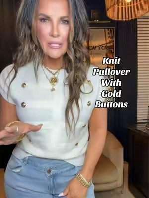 This must be the cutest top! They have 20 different colors. You are gonna be in love with this knit pullover with the gold buttons.#fyp #shirt #pullover #fashiontiktok 