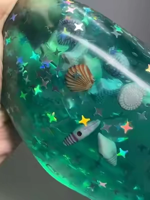 Anboor Nice Cube Stress Relief Toy Squeeze Solid Squishies Fidget Toy with Blue Ocean Shells Inside, Soft Slow Rise Stress Relief Sensory Toy ##tiktokshopcreatorpicks##squishy##squeezecube##squishcube##oceansquishy