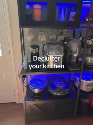 I was honestly so happy to get my kitchen counters back. I had too many appliances taking up counter space.  This has become not only a coffee bar, but also a cold drink bar for my house. 