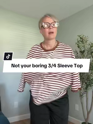 Elevate your comfy outfits with these striped 3/4 sleeve tops!  #tiktokshopcreatorpicks #tiktokshopsummersale #tiktokshopbacktoschool #midsizefashion #over50style 