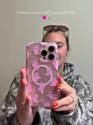 So cute!! #pink #ghosts #phonecase #velvetcaviar #iphone 