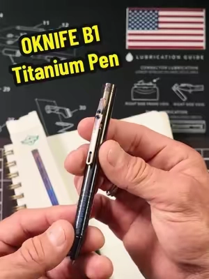 The OKNIFE B1 Titanium Pen (Lightning Strike Titanium) is back in stock! Lightweight at under 1 oz, precision machined for a premium feel, and incredibly smooth to write with. It even includes a spare ink refill, making it a great everyday carry addition. #EDC #TitaniumPen #OKNIFE #EverydayCarry #GearUp 