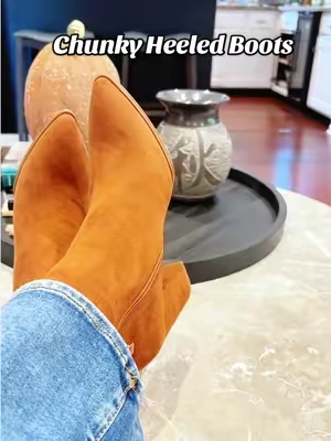 Chunky Heel Boots are my Fall Boots Go To! #chunkyheelboots #fallboots #suedeboots #bootsforwomen #over40fashion 
