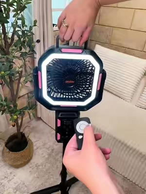 OGERY Camping Fan with Detachable Tripod, 30000mAh Rechargeable Fan with LED Light
