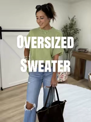 A closet staple for fall! #sweater #shortsleevesweater #oversizedsweater #falloutfits #simpleoutfit 
