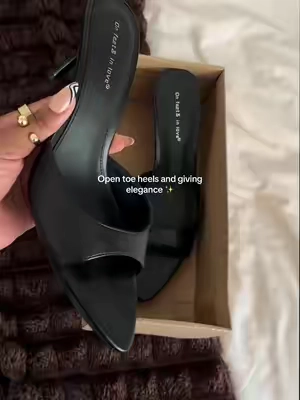 And they are so affordable. My new favorite go to heels. #heels #blackheels #kittenheels #opentoeheels #outfitsinspo 