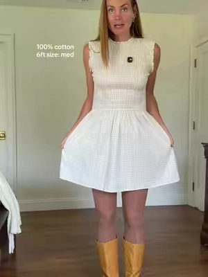 100% cotton gingham dress 🤍✨ #cottondress #fallfashion #TikTokShopSummerSale #BackToSchool #tallgirlapproved 
