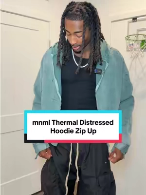 Thermal lined hoodie with that distressed look is DOPE 🔥 #distressed #zipuphoodie #thermal #fashionstreetwear #highendfashion 