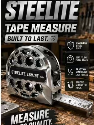 Solid tape measure that is stainless steel.  #TapeMeasure #ToolTok #WoodworkingTools #HandTools @Steellite    
