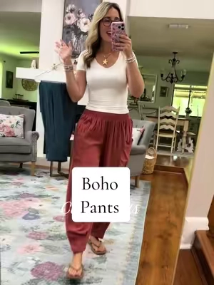 Comfiest linen blend boho pants! I’m 5’7” a size 6 wearing a small. @UEU 