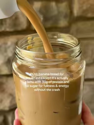 I’d pair this with some eggs but omgggg #proffee #proteincoffee #bananabreadlatte #protein #icedcoffee 