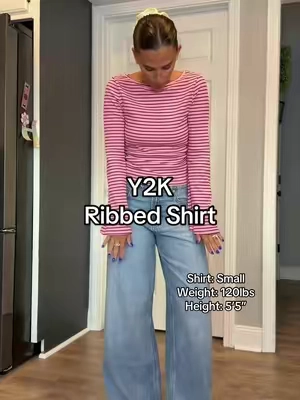 Favorite part is the sleeves and they don’t get in my way or annoy me lol, love it🤍 #y2kshirt #fashion #fallfashion #ribbedshirt 