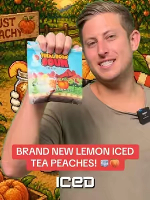BRAND NEW LEMON ICED TEA PEACHES!!! 🍋🧊🍑 #sourcandy #finalbosssour #souricedteapeaches 
