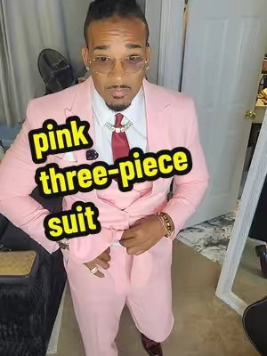 the pink three piece suit straight formal ready for any function look like a millionaire without spending the money #richlook #suits #formalwear #menssuit #threepiecesuit 
